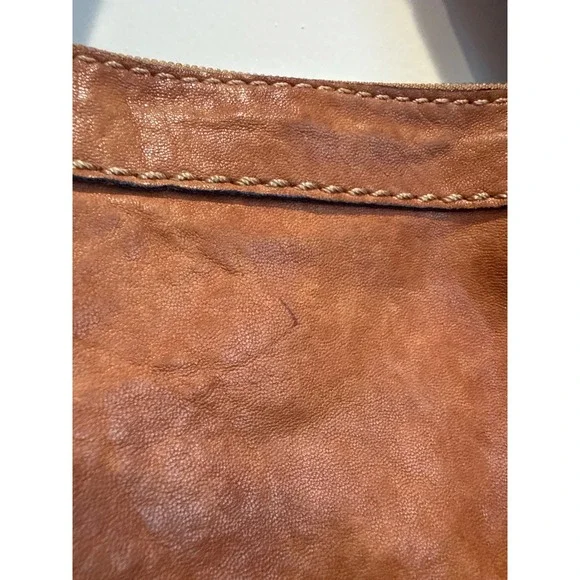 Fossil Long Live Vintage 1954 Cognac Brown Leather Hobo Shoulder Bag Large *flaw - Picture 4 of 8